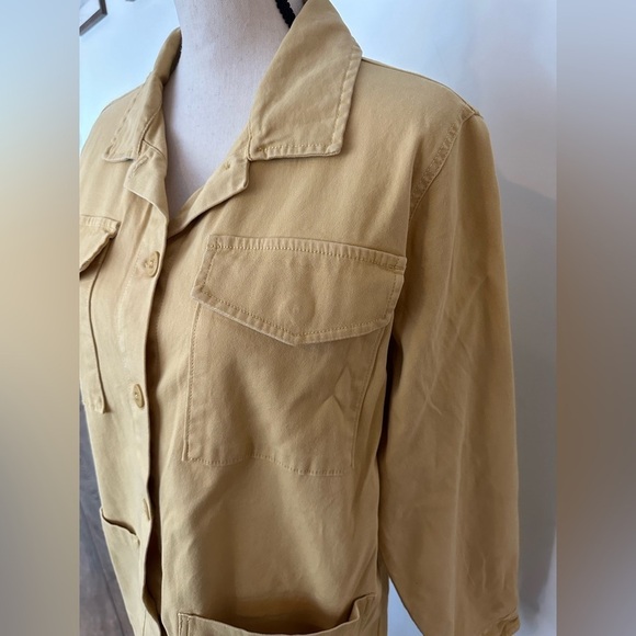 Anthropologie Sanctuary military jacket, mustard large pockets button front SZ L - Picture 2 of 5